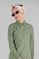 Vêtements hijab KAKI TUNIQUE BOUTONNÉE À VOLANTS 8470 