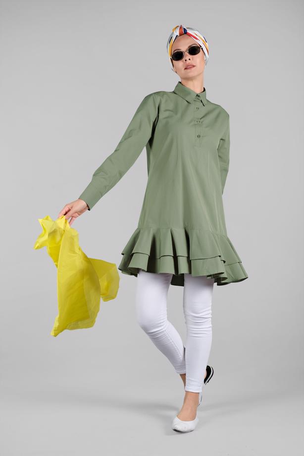 Vêtements hijab  FLOUNCE-HEM BUTTONED TUNIC 8470  - TRENDTESETTÜR