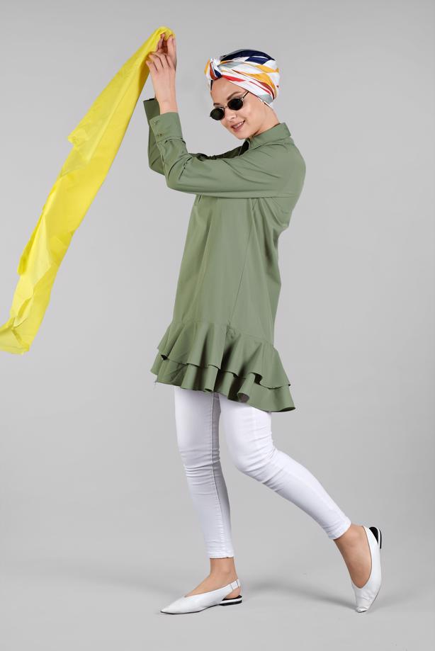 Vêtements hijab  FLOUNCE-HEM BUTTONED TUNIC 8470  - TRENDTESETTÜR