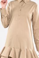 Vêtements hijab BRUN TUNIQUE BOUTONNÉE À VOLANTS 8470 