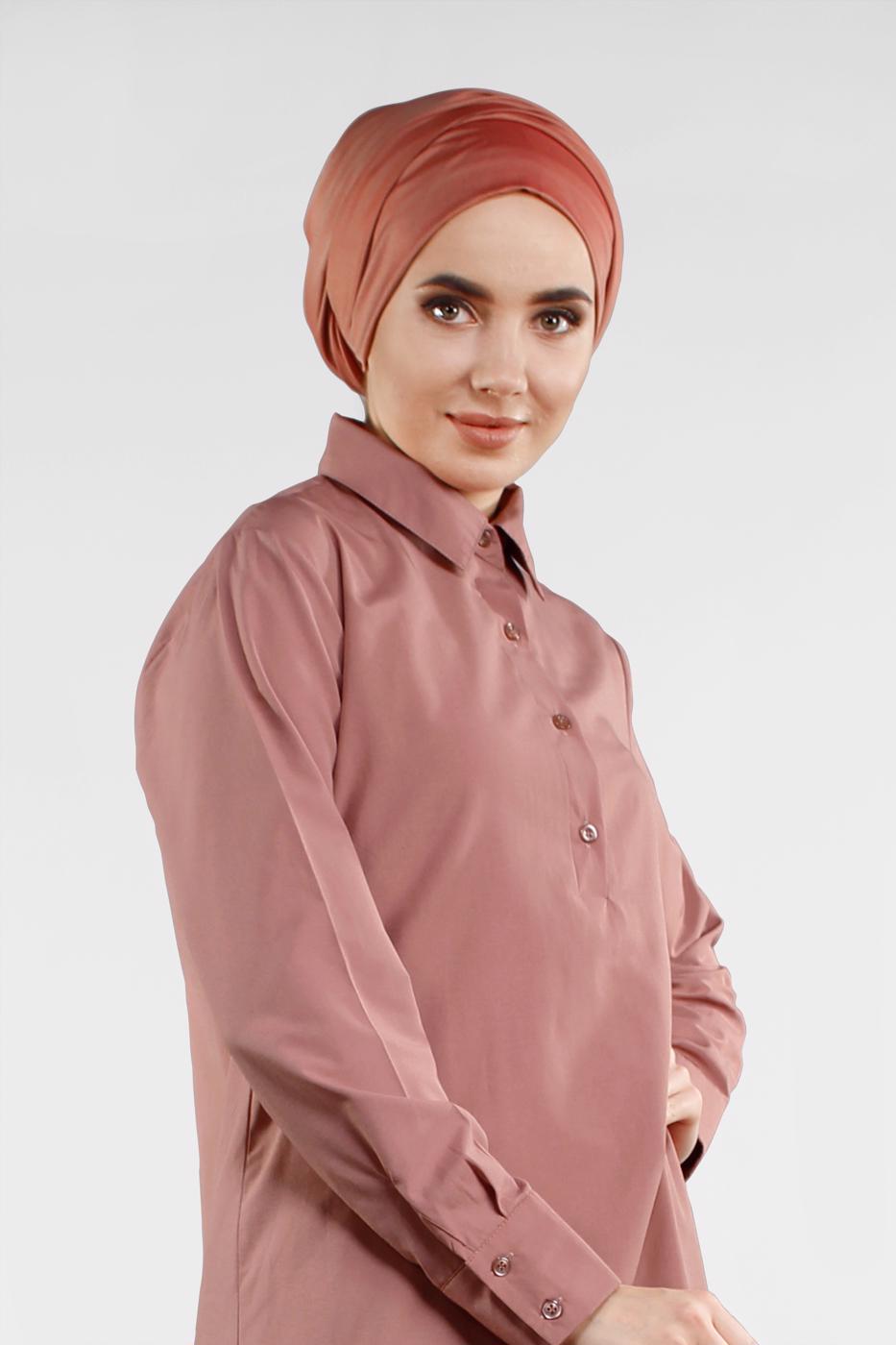 Vêtements hijab ROSE TUNIQUE BOUTONNÉE À VOLANTS 8470 