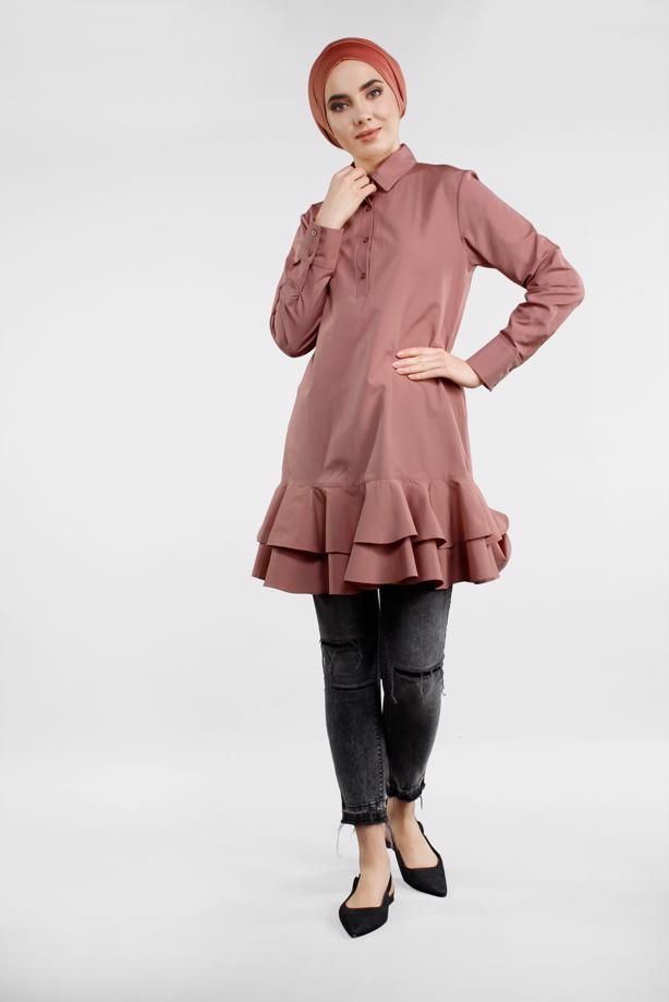 Vêtements hijab  FLOUNCE-HEM BUTTONED TUNIC 8470  - TRENDTESETTÜR