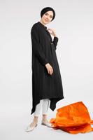 Vêtements hijab NOIR TUNIQUE ZIPPÉ À ASYMÉTRIQUE 8588 