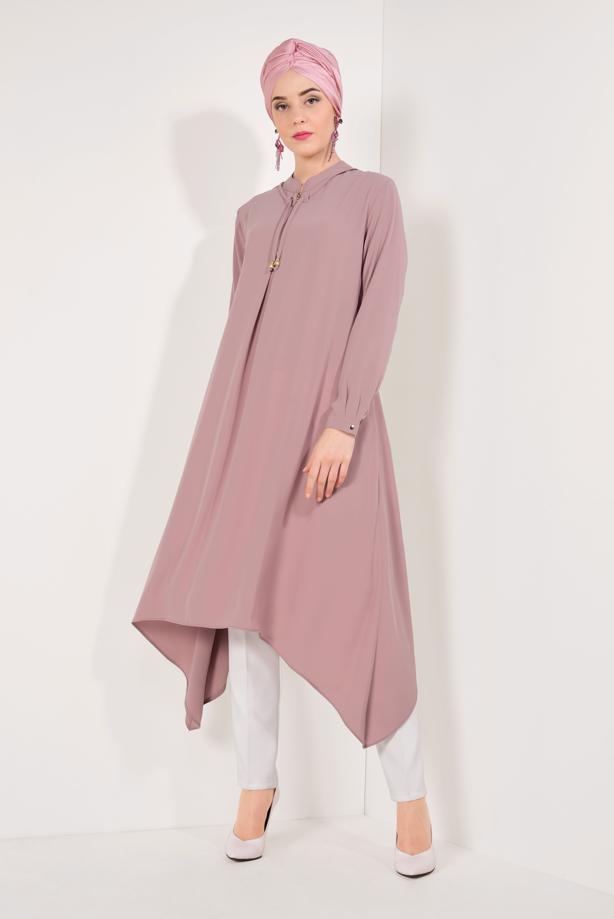 Vêtements hijab  ASYMMETRIC CUT ZIPPED TUNIC 8588  - TRENDTESETTÜR