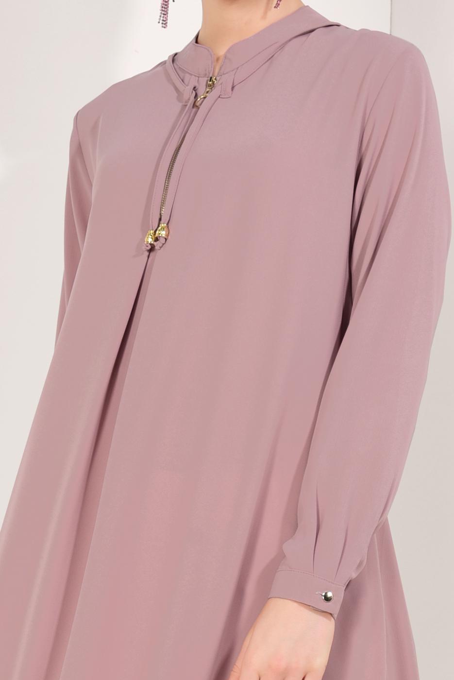 Hijab clothing POWDER ASYMMETRIC CUT ZIPPED TUNIC 8588 