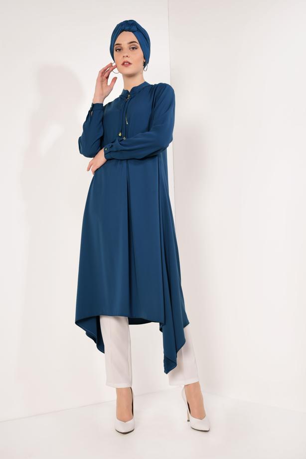 Vêtements hijab  ASYMMETRIC CUT ZIPPED TUNIC 8588  - TRENDTESETTÜR