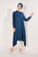 Vêtements hijab BLEU MARINE TUNIQUE ZIPPÉ À ASYMÉTRIQUE 8588 