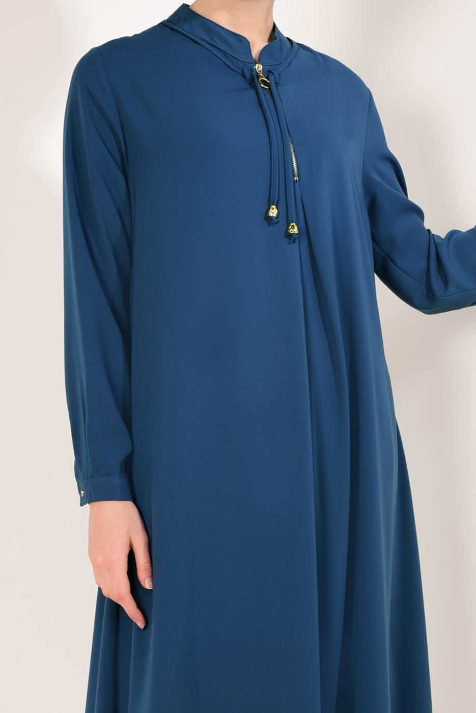 Vêtements hijab BLEU MARINE TUNIQUE ZIPPÉ À ASYMÉTRIQUE 8588 