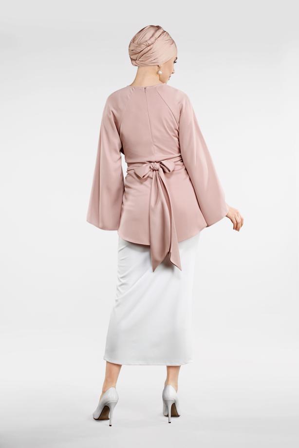 Vêtements hijab  BELTED BALLON SLEEVE TUNIC 8792  - TRENDTESETTÜR