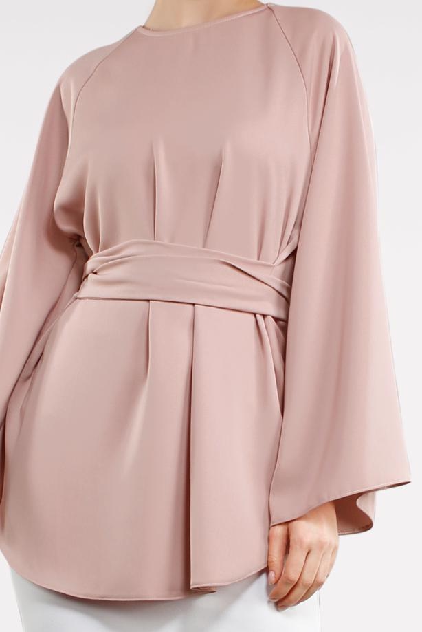 Vêtements hijab  BELTED BALLON SLEEVE TUNIC 8792  - TRENDTESETTÜR