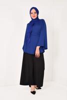 Vêtements hijab BLEU MARINE TUNIQUE À MANCHES BALLON AVEC CEINTURE  8792