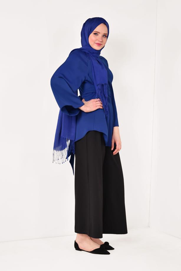 Vêtements hijab  BELTED BALLON SLEEVE TUNIC 8792  - TRENDTESETTÜR