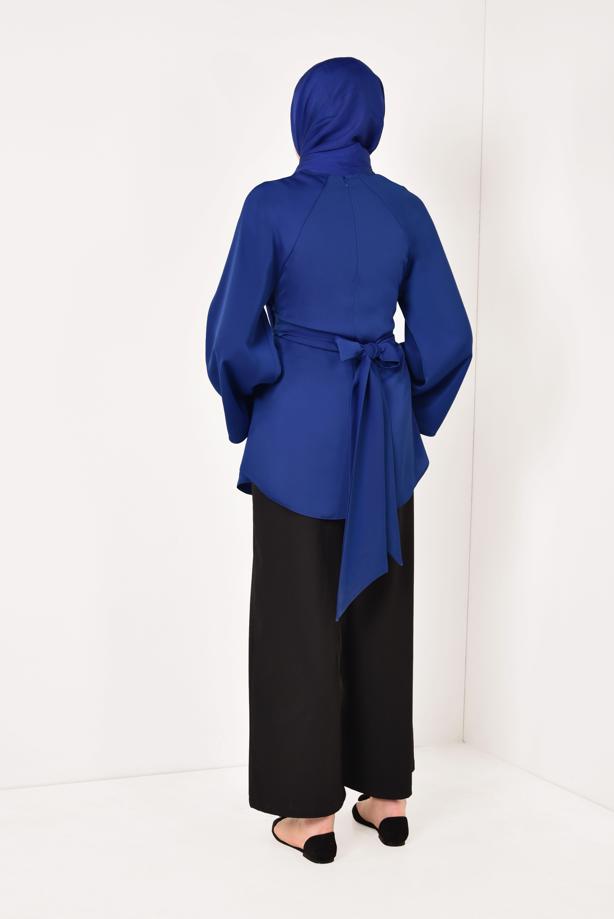 Vêtements hijab  BELTED BALLON SLEEVE TUNIC 8792  - TRENDTESETTÜR