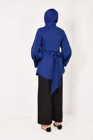 Vêtements hijab BLEU MARINE TUNIQUE À MANCHES BALLON AVEC CEINTURE  8792