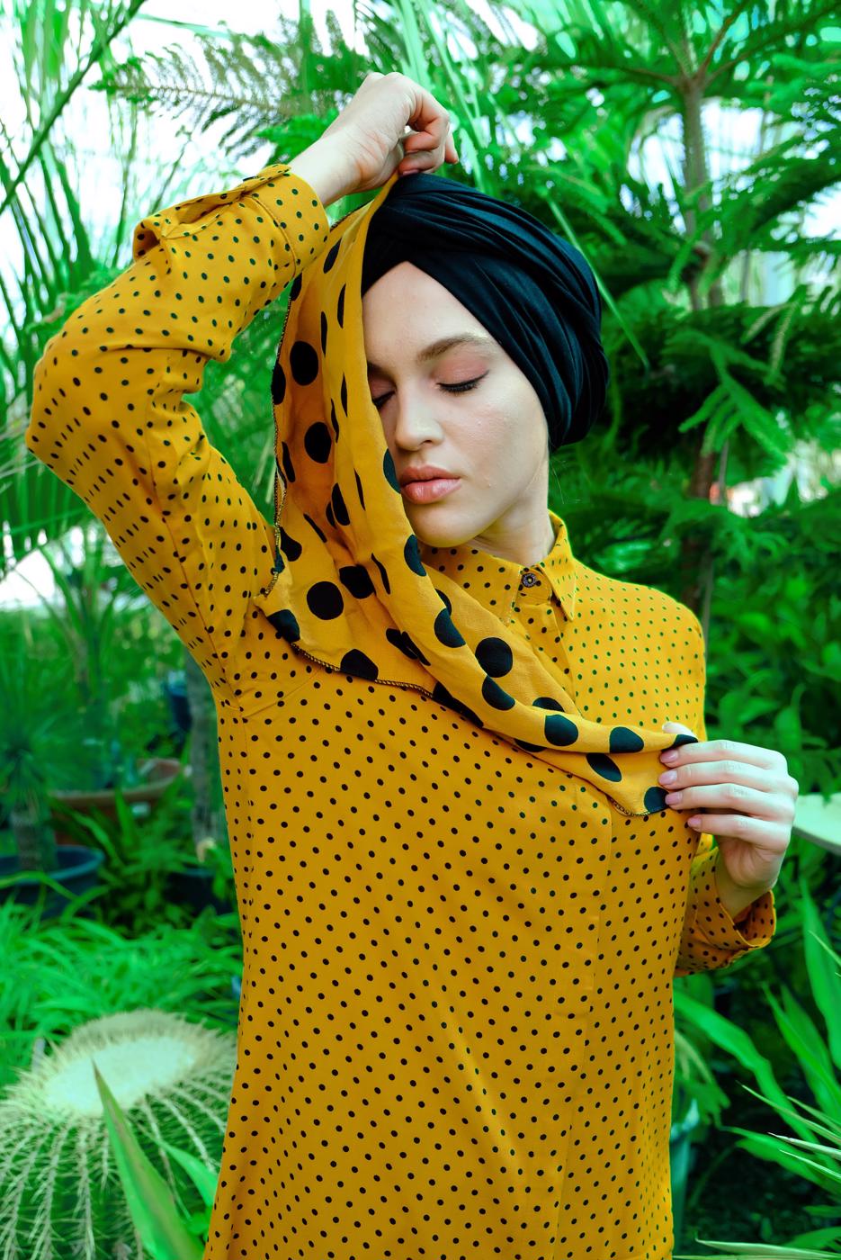 Vêtements hijab ORANGE TUNIQUE À POIS 9314 