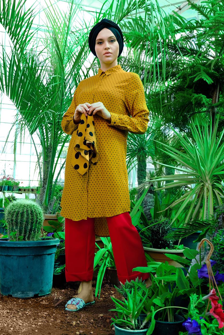 Hijab clothing ORANGE POLKADOT TUNIC 9314 