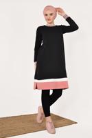 Tesettür giyim SİYAH KIRÇILLI PAMUKLU TUNİK 9428