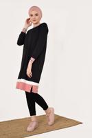 Tesettür giyim SİYAH KIRÇILLI PAMUKLU TUNİK 9428