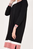 Tesettür giyim SİYAH KIRÇILLI PAMUKLU TUNİK 9428