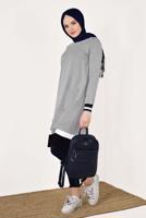 Tesettür giyim GRİ KIRÇILLI PAMUKLU TUNİK 9428