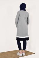 Tesettür giyim GRİ KIRÇILLI PAMUKLU TUNİK 9428