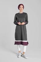 Tesettür giyim GRİ KIRÇILLI PAMUKLU TUNİK 9428