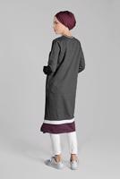 Tesettür giyim GRİ KIRÇILLI PAMUKLU TUNİK 9428