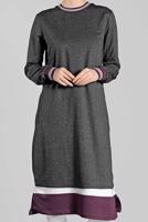 Tesettür giyim GRİ KIRÇILLI PAMUKLU TUNİK 9428