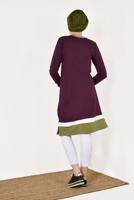 Tesettür giyim MÜRDÜM KIRÇILLI PAMUKLU TUNİK 9428