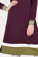 Tesettür giyim MÜRDÜM KIRÇILLI PAMUKLU TUNİK 9428