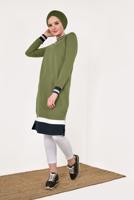 Tesettür giyim YEŞİL KIRÇILLI PAMUKLU TUNİK 9428