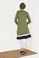 Tesettür giyim YEŞİL KIRÇILLI PAMUKLU TUNİK 9428