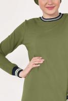 Tesettür giyim YEŞİL KIRÇILLI PAMUKLU TUNİK 9428