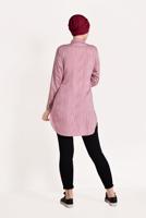 Tesettür giyim KIRMIZI NAKIŞ DETAYLI ÖNÜ DÜĞMELİ TUNİK 9729 