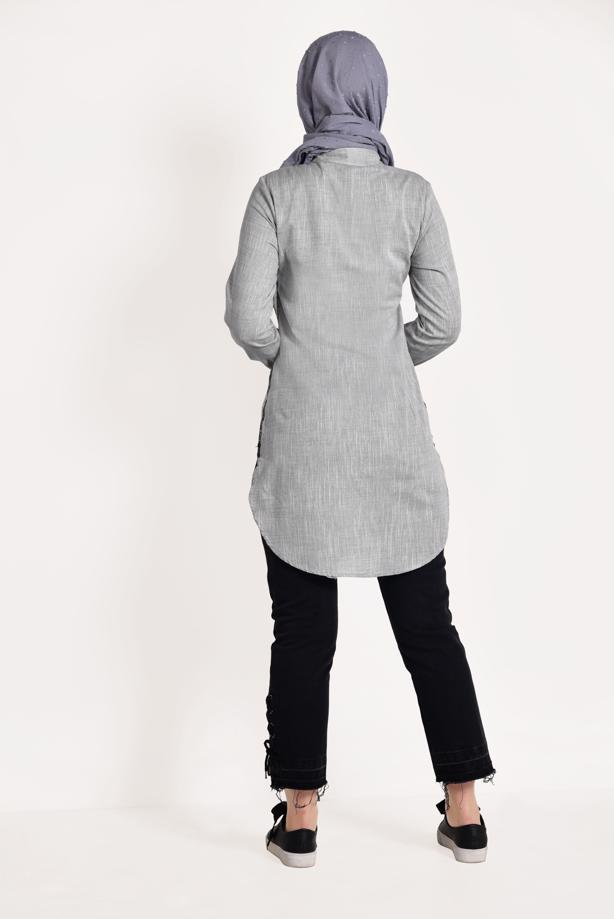 Hijab clothing  BUTTONED EMBROIDERED TUNIC 9729  - TRENDTESETTÜR