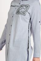 Tesettür giyim MAVİ NAKIŞ DETAYLI ÖNÜ DÜĞMELİ TUNİK 9729 