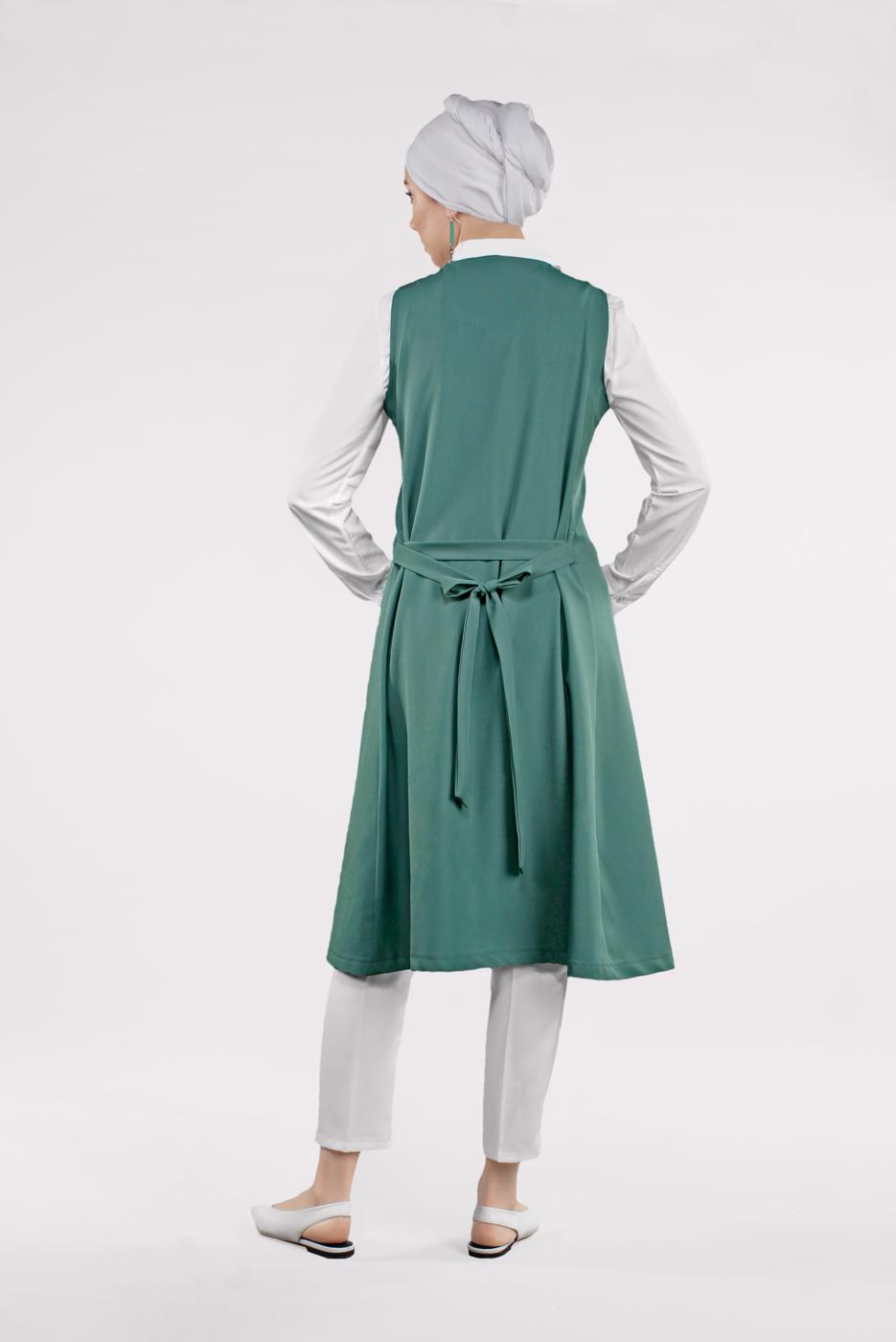 Vêtements hijab VERT COSTUME & VEST À CLOUTÉ 9747 