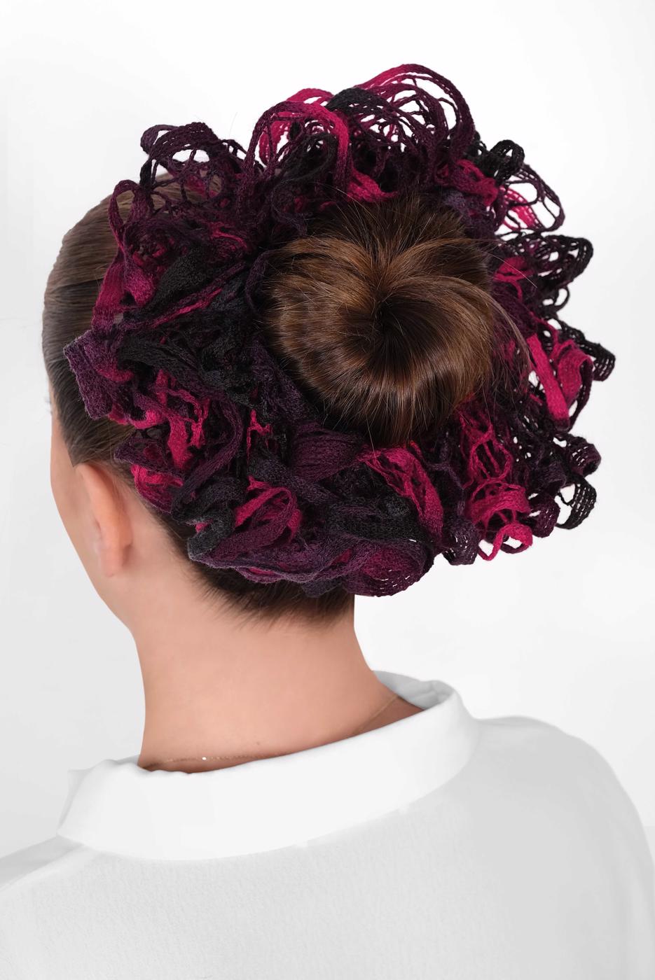 Tesettür giyim SİYAH T 41019 ALVİNA FIRFIRLI TOPUZ TOKASI