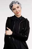 Vêtements hijab NOIR TRENCH-COAT ZIPPÉ À CAPUCHE 41191