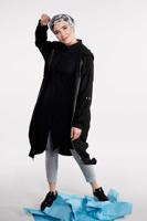 Vêtements hijab NOIR TRENCH-COAT ZIPPÉ À CAPUCHE 41191