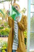 Tesettür giyim TURUNCU FERMUARLI KAPÜŞONLU TRENÇKOT 41191