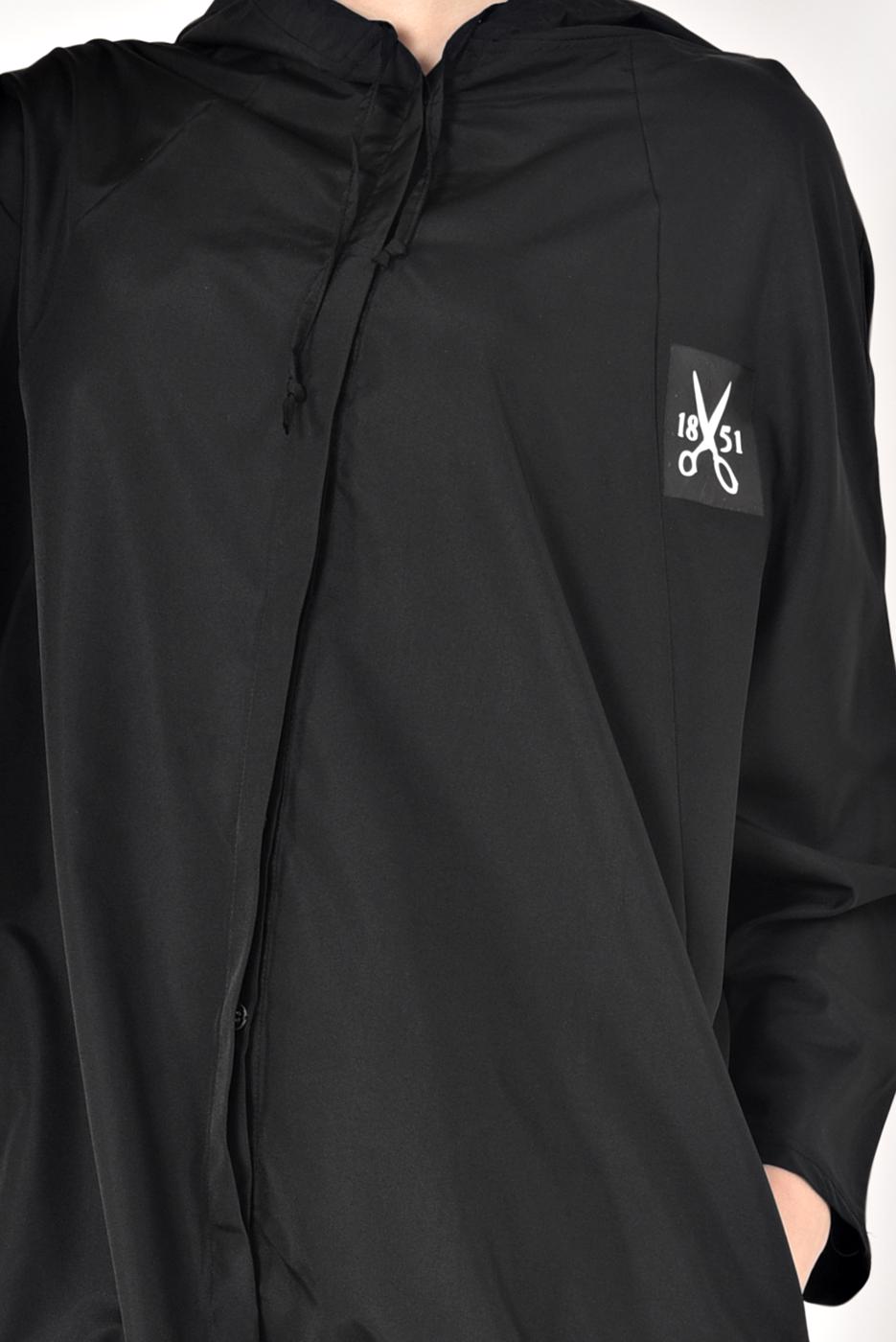 Hijab clothing BLACK HOODED PRINTED RAINCOAT 4203-2 