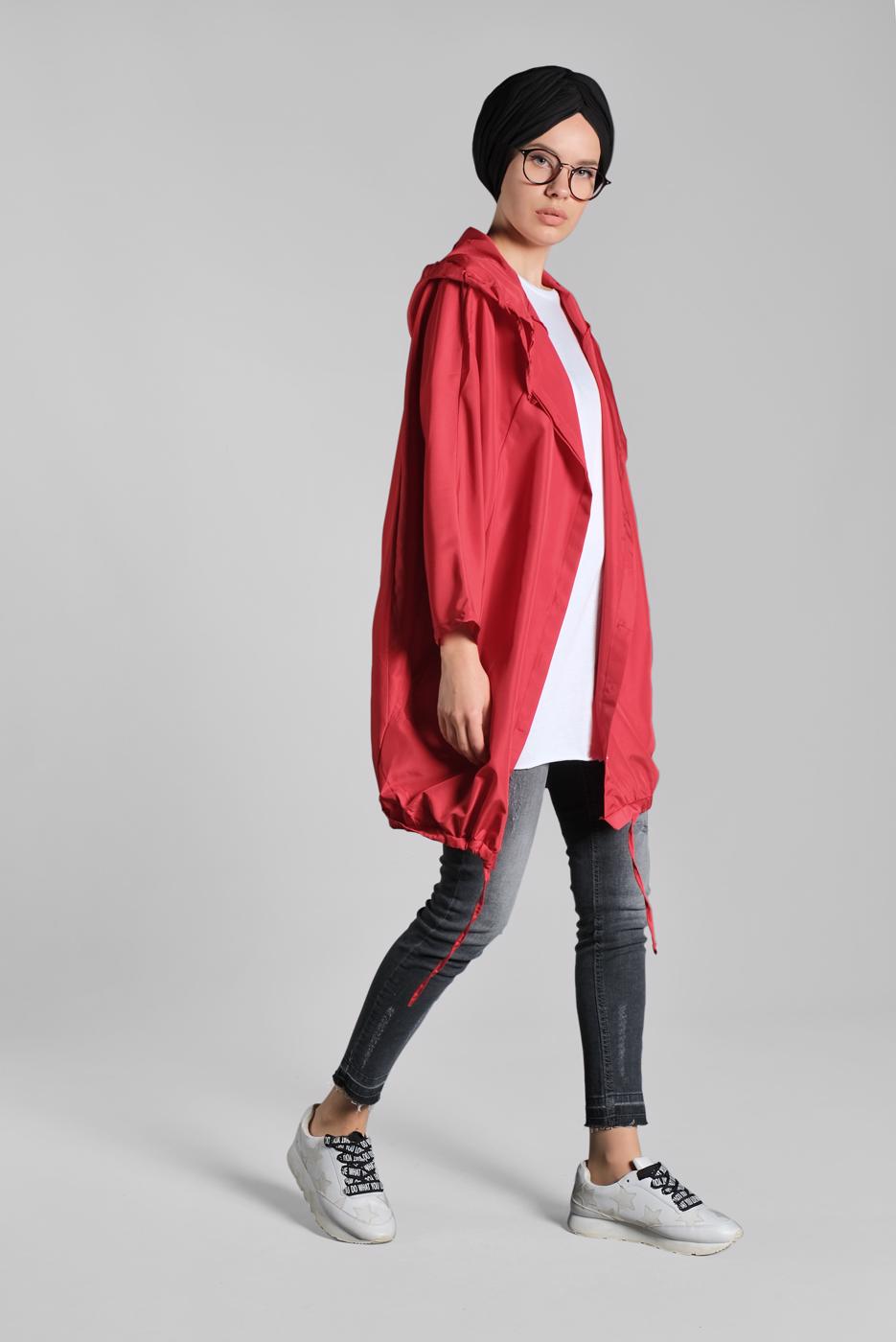 Vêtements hijab ROUGE IMPERMÉABLE OURLET À SMOCKS 4203-2 