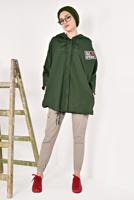 Vêtements hijab KAKI IMPERMÉABLE OURLET À SMOCKS 4203-2 