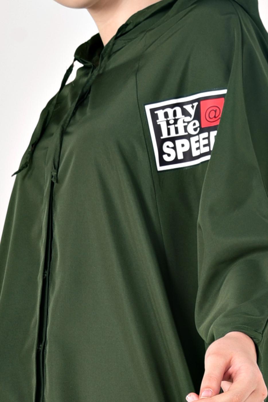 Vêtements hijab KAKI IMPERMÉABLE OURLET À SMOCKS 4203-2 