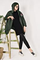 Vêtements hijab KAKI IMPERMÉABLE OURLET À SMOCKS 4203-2 