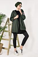 Vêtements hijab KAKI IMPERMÉABLE OURLET À SMOCKS 4203-2 