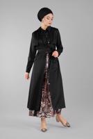 Vêtements hijab NOIR TRENCH-COAT BOUTONNÉ 8033-1