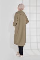 Hijab clothing BEIGE HOODED ZIPPED TRENCH-COAT 21044  