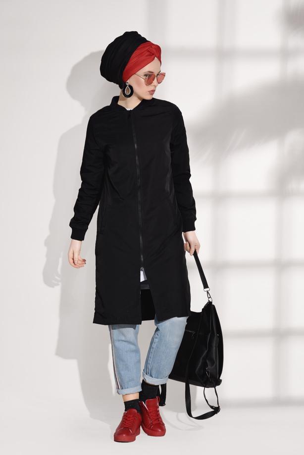 Vêtements hijab  ZIPPED TRENCH-COAT 043  - TRENDTESETTÜR